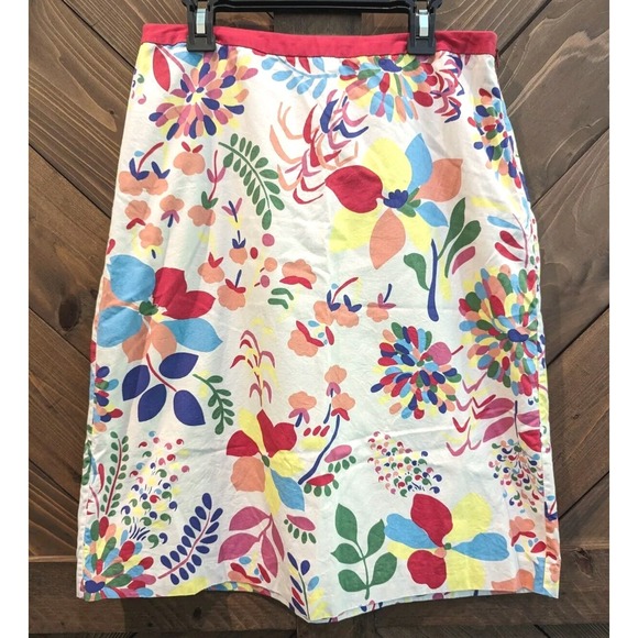 Boden Dresses & Skirts - Boden Skirt Bright Multicolor Floral Lined A-Line Size 6 Side Zip Artsy